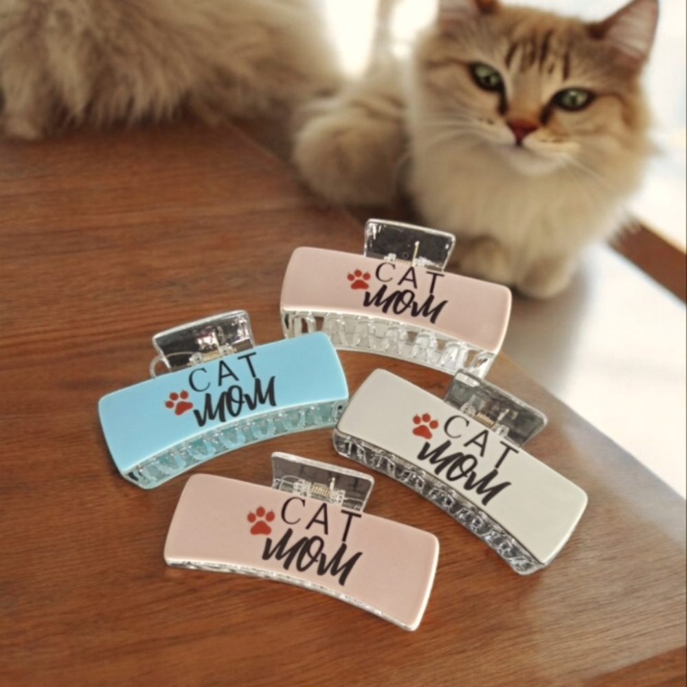 Cat Mom Hair Jaw Clip Blue
